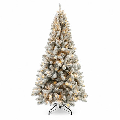 6ft flocked christmas tree prelit，Premium Artificial Xmas Tree